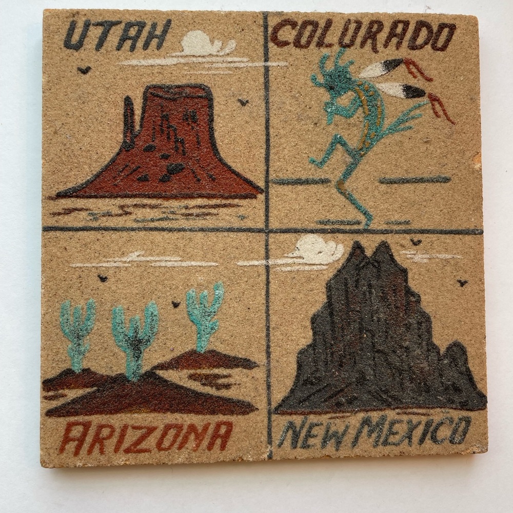 Vintage sand art. Four corners.